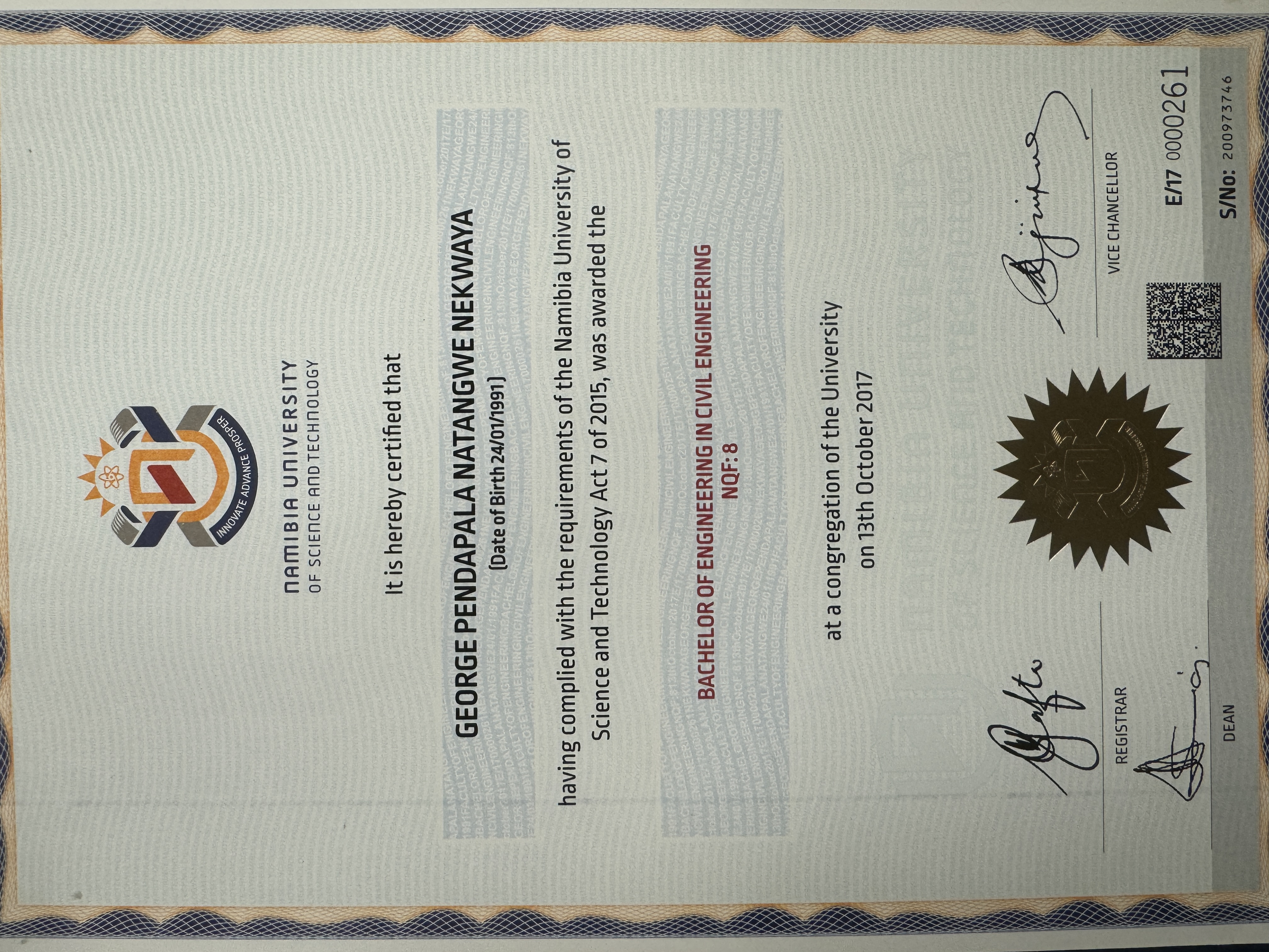 Bachelor of Engineering in Civil & Environmental Engineering